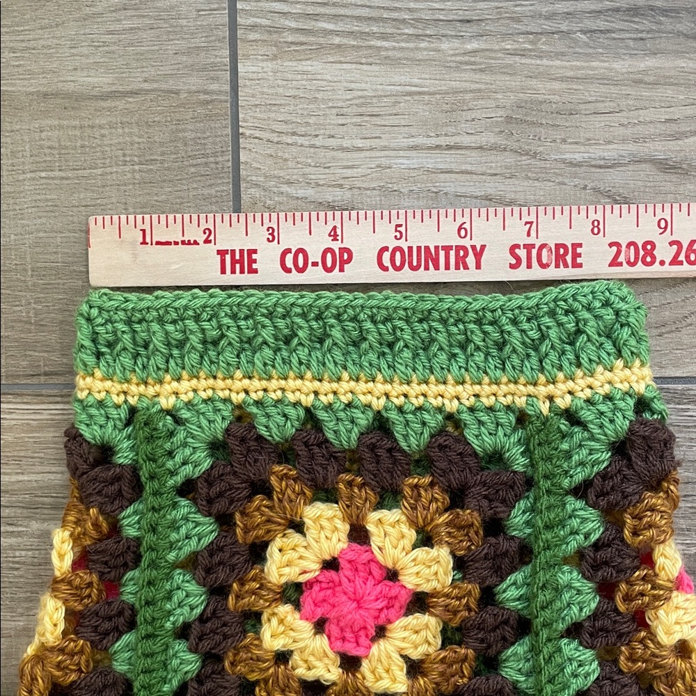 Dog Sweater Large Crochet Granny Square Green Brown Pink - Picture 6 of 11